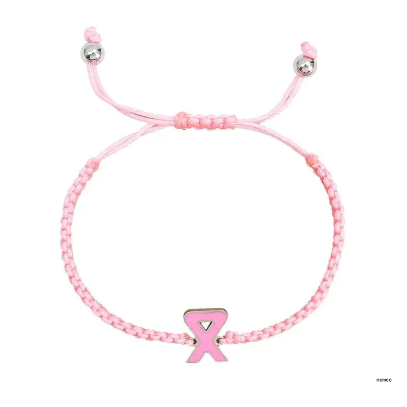Браслет от рака молочной железы с розовой лентой браслеты подвесками плетеная