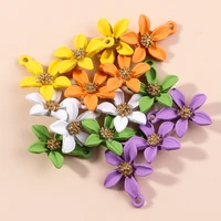 10pcs gorgeous colorful painting spring summer flowers charms pendants for diy jewelry making bracelets necklaces earrings