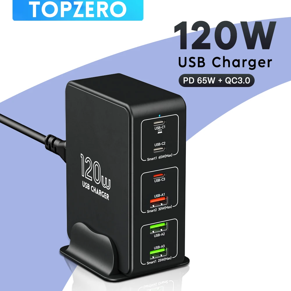 120W USB зарядное устройство 6 портов настольная зарядная станция телефон зарядное устройство для iPhone 14 Pro Max Samsung 65W быстрое зарядное устройство для ноутбука планшета