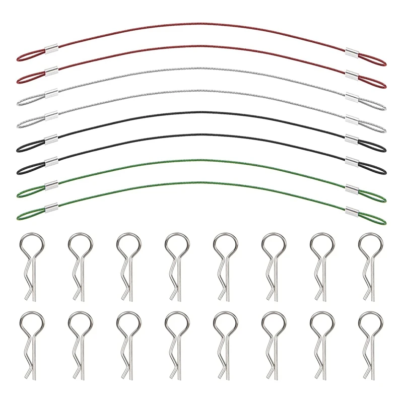 

Metal Clip R-Type Pin Rod, With Steel Anti Loss Rope RC Shell Clamp, Compatible With 1/8 1/10 Traxxas Arrma Axial Redcat