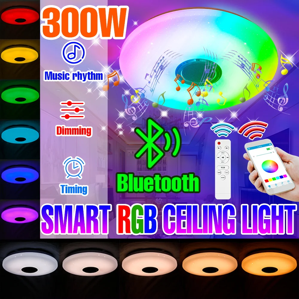 

RGB Smart Ceiling Light 220V RGB 2835 Chandelier IR Remote Control Decorative Bulb 110V Dimmable Bluetooth Music Lamp Lighting