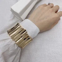 fashion jewelri bracelets bangles for women luxury chunky cornudo 24mm broad edge irregularity stainless steel bracelets female