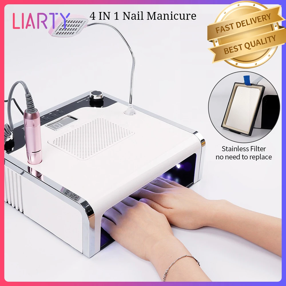 3 IN 1 Nail Machine Set With 108W LED Lamp Nails Dryer and Powerful Vacuum Cleaner  & Electric Nail Drill  Manicure Machine