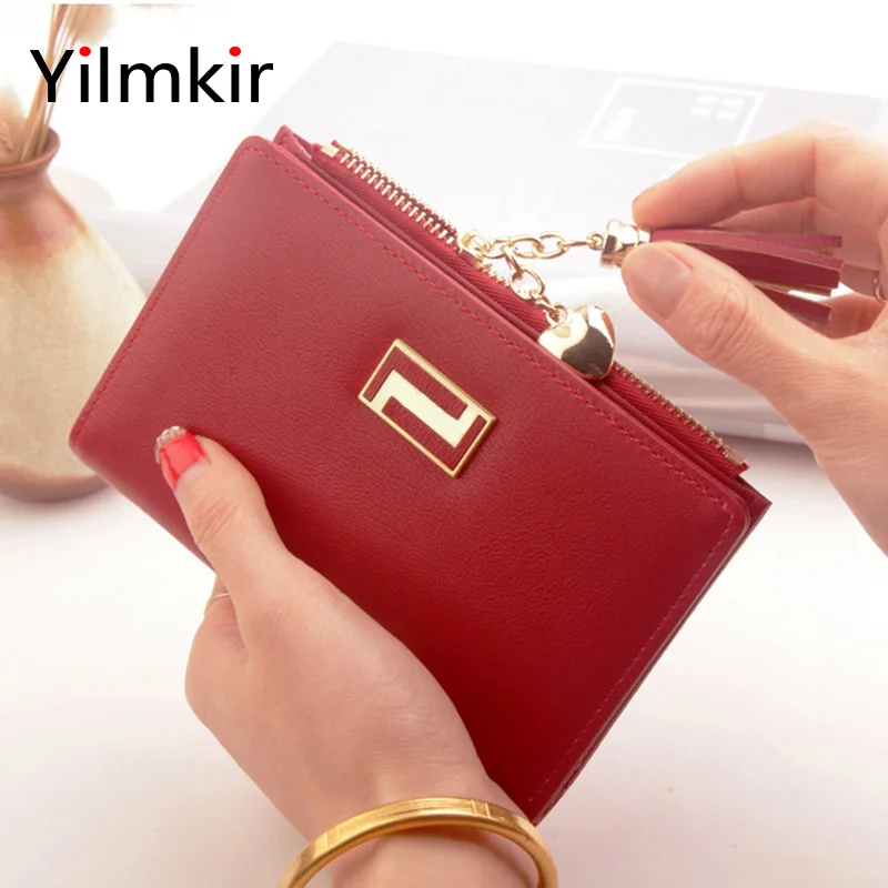 

PU Leather Luxury Women Short Zipper Tassel Wallet Multifunctional Credit Card Holder Multiple Card Slots Lightweight Coin Purse