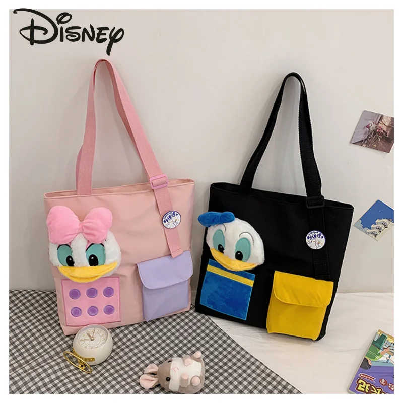Disney Donald Duck Women's Bag Canvas Tote Bag Fashion Cute Student Shoulder Bag Multifunctional Large Capacity Women's Bag