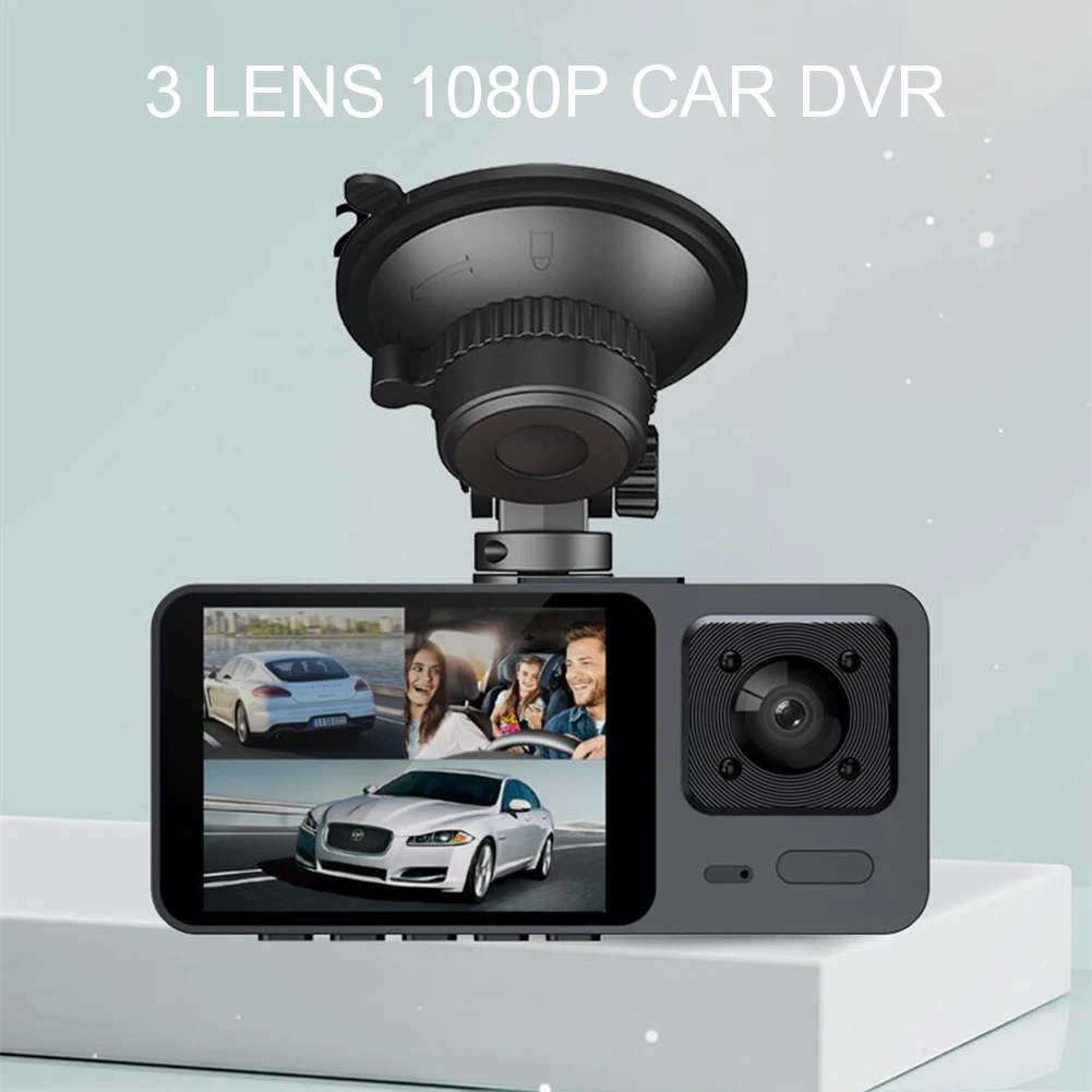 

3-канальный Автомобильный видеорегистратор HD 1080P, 3-объективный внутренний Автомобильный видеорегистратор, трехсторонняя камера, видеореги...