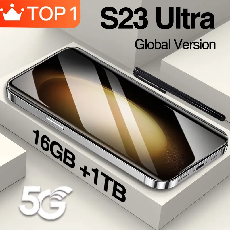 

Global Version S23 Ultra Smartphone Snapdragon 8 Gen2 Cell Phone 6.8inch Full Screen Face ID 6800mAh 4G 5G Mobile Phones
