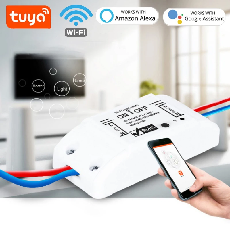 

DIY Mini Smart Light WiFi Switch Wireless Remote Control Smart Home Breaker Tuya Smart Life APP Works With Alexa And Google Home