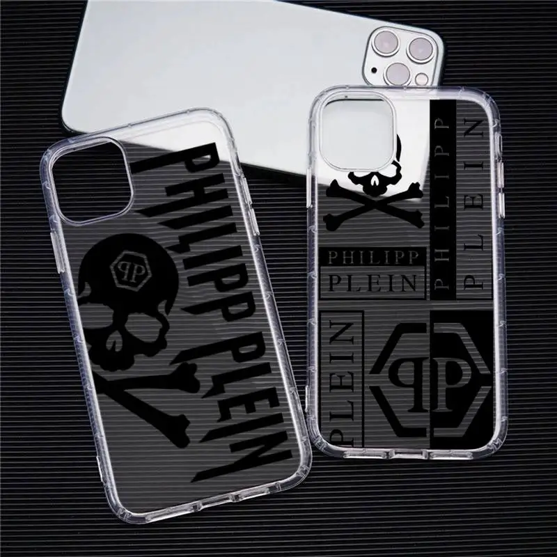 

Horror skull brand Q-Qp Phone Case For iphone 13 12 11 Pro Max Mini XS 8 7 Plus X SE 2020 XR P-Philipp Transparent Soft Cover
