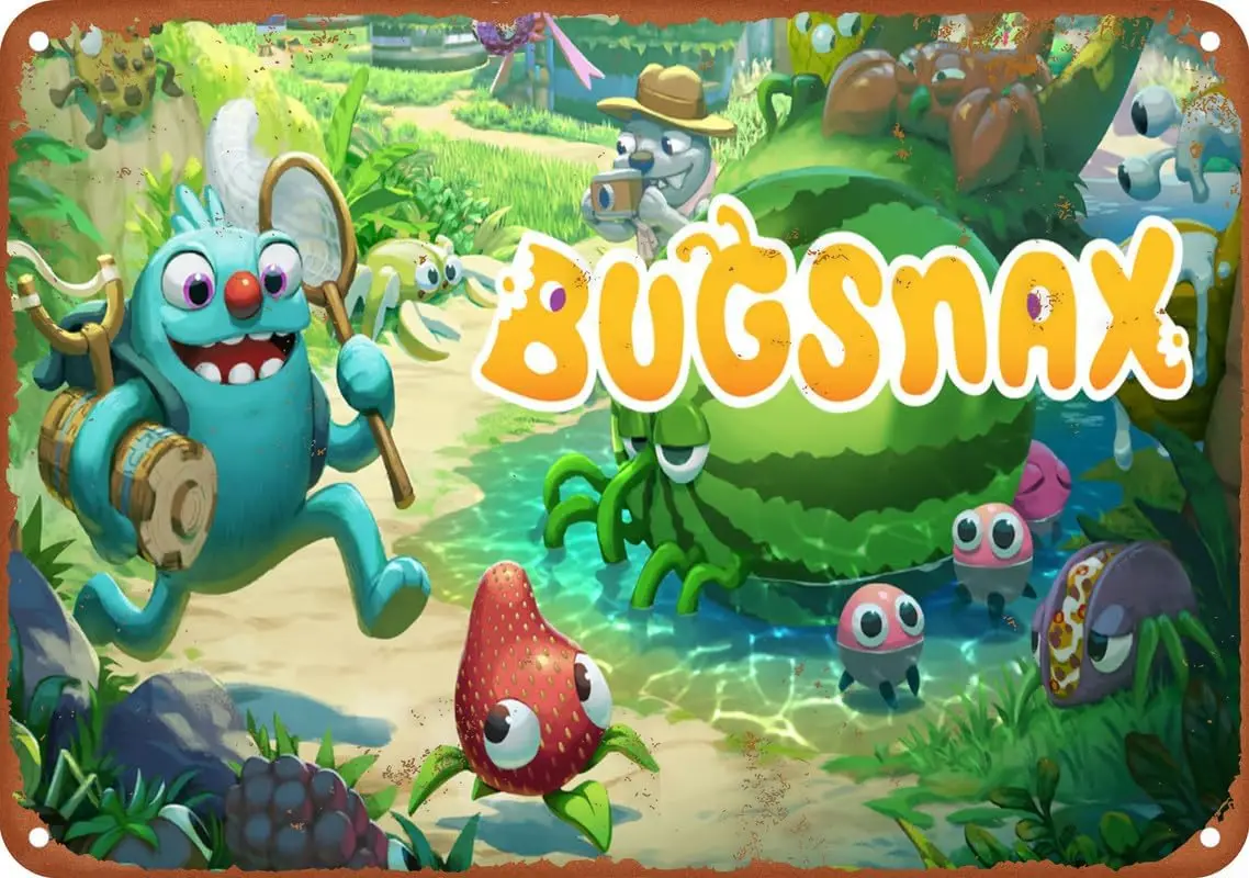 Bugsnax ВИНТАЖНЫЙ ПЛАКАТ металлическая жестяная вывеска алюминиевая для гостиной