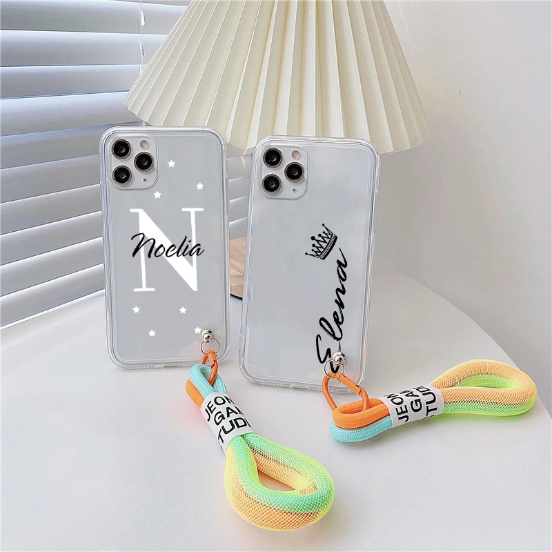 

Personalise Letters Name Strap Soft Case For Samsung Galaxy A51 A71 A31 A21S A50 A70 A12 A32 A42 A52 A72 5G S21 S20 FE S10 S9