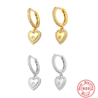 925 sterling silver love heart diamond ear buckles for women fashion heart shaped drop earrings metal style trend female jewelry