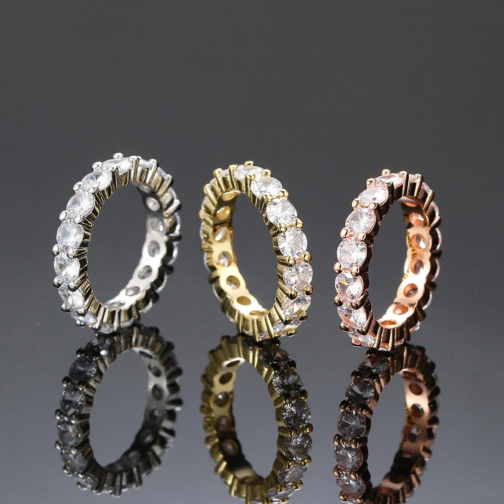 

Hot Selling Iced Out Ring For Women Punk Hiphop AAA+ Cubic Zirconia Gold Color Crystal Rings Accessories Hippie Jewelry