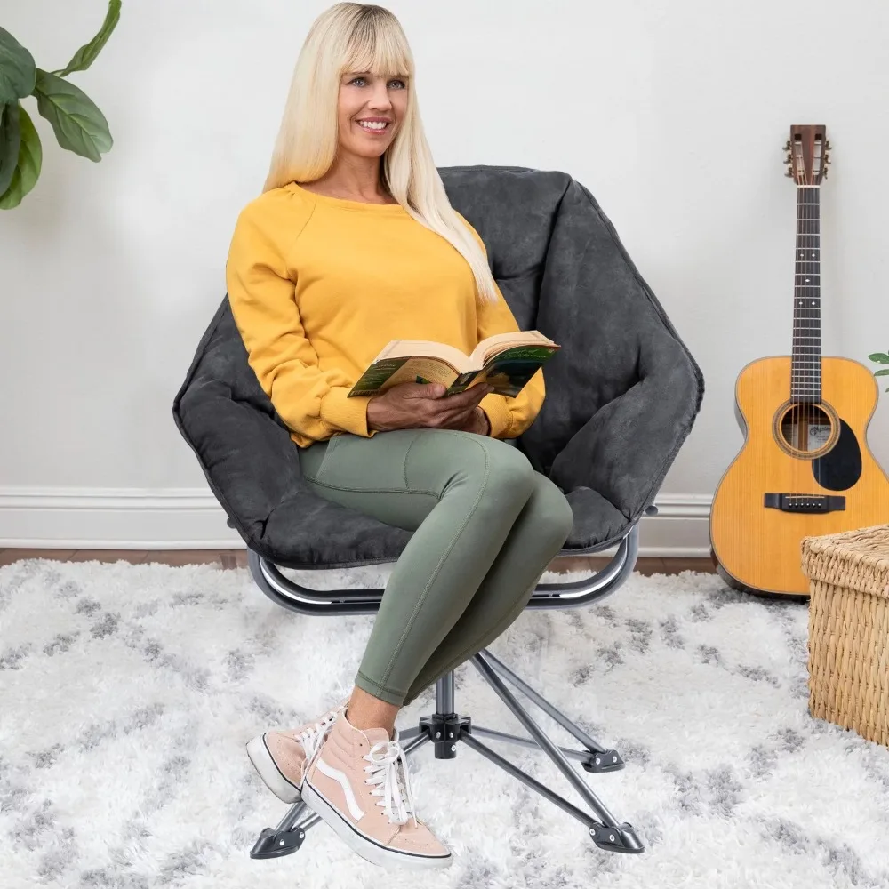 

Black Fabric Computer Chair Hexagonal Swivel Steel Folding Chair Furniture Desk Chairs Office Ergonomic Relaxing