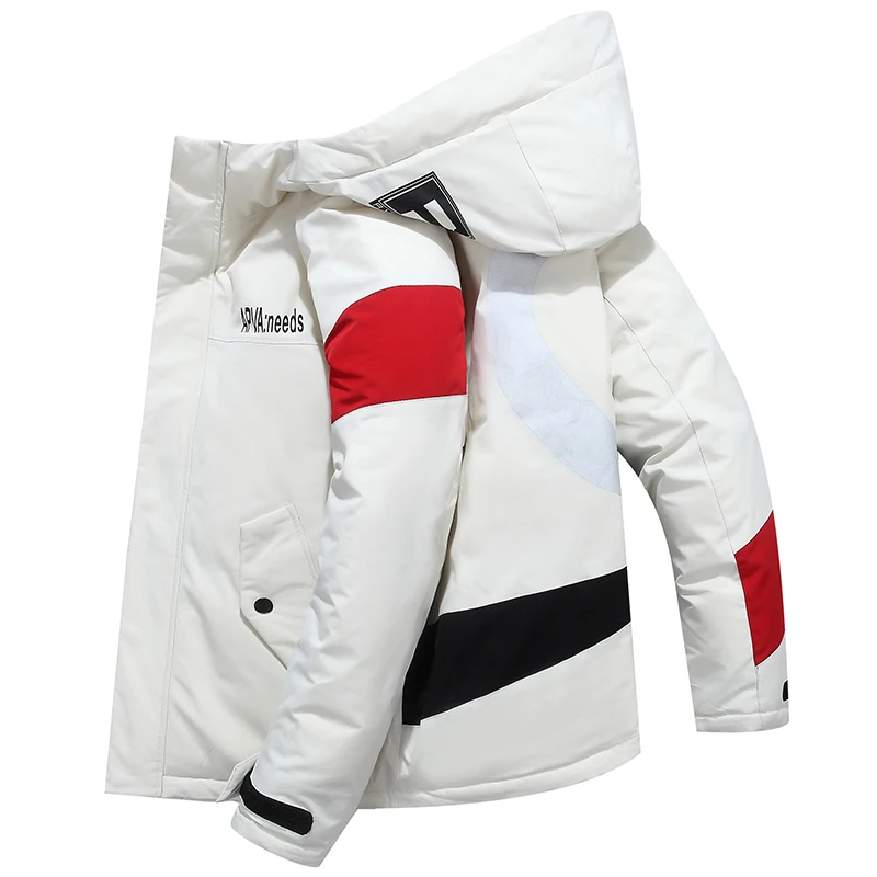 Street Patchwork Men Down Jacket 2021 New Winter Thicken Parka Coat Fashion Casual Hooded Down Jackets Mens Trend Zipper Parkas