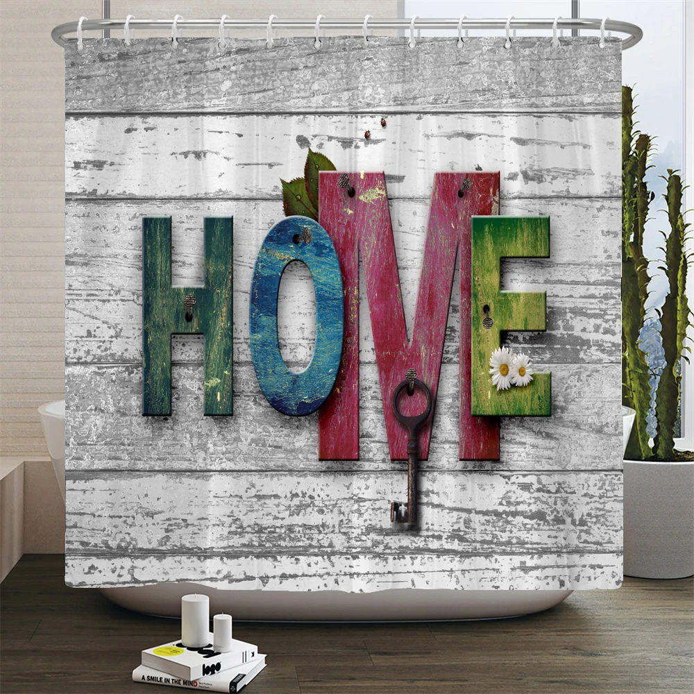 

Vintage Wood Board Pattern Shower Curtain Nordic style Retro Art Image Printed Room Decor Curtain Bathroom Dector with Hooks