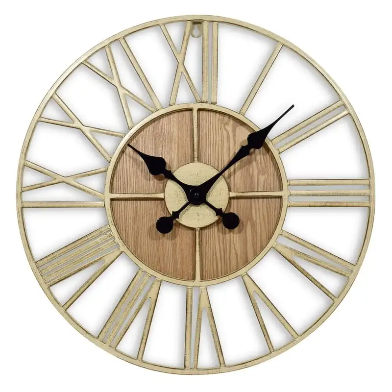 

Open Dial Vintage Antique White Analog QA Wall Clock with Distressed Finish by