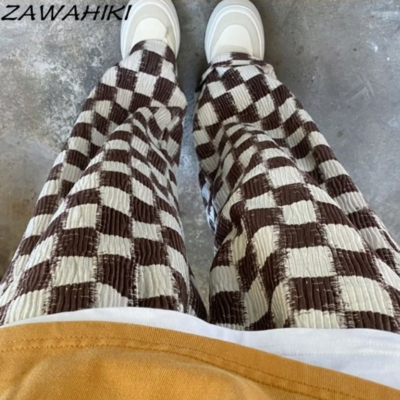 

Брюки-карго в клетку женские, уличные спортивные мешковатые штаны с принтом, модные Джоггеры в стиле хип-хоп, Y2K