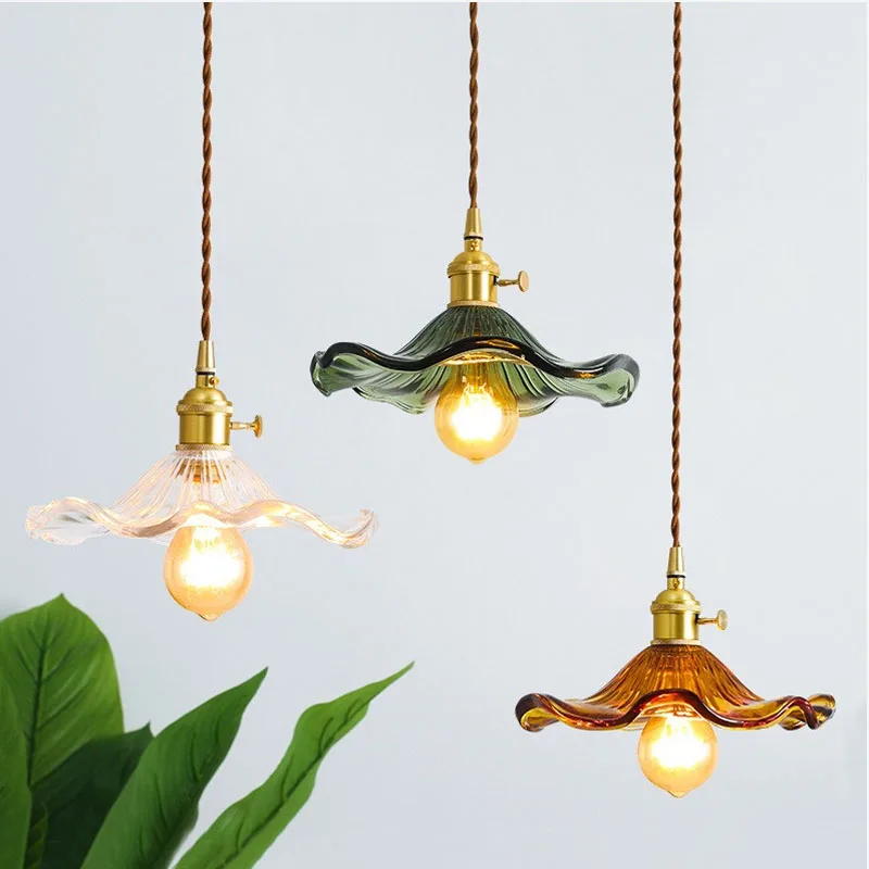 Nordic Sederhana LED Pendant Light Perlengkapan Kamar Tidur Ruang Tamu Ruang Bar Berwarna-warni Kaca Lampu Gantung Copper Lampu