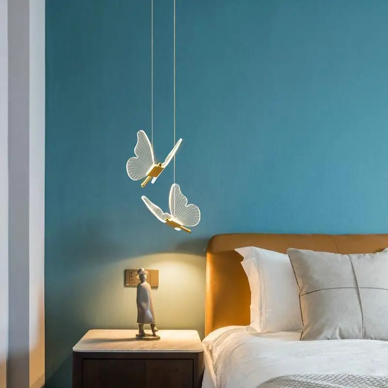 

Butterfly Hanging Chandelier Pendant Modern Bedroom Light Luxury Restaurant Lighting Led Pendants Living Room Decoration Lamps