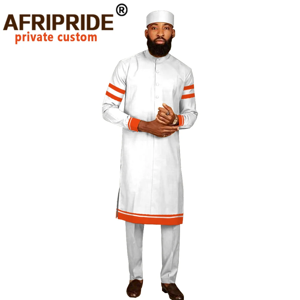 Men Tracksuit African Clothing Traditional Set Dashiki Shirt Pant and Hat 3 Piece Tribal Outfits Casual Robe AFRIPRIDE A2016013