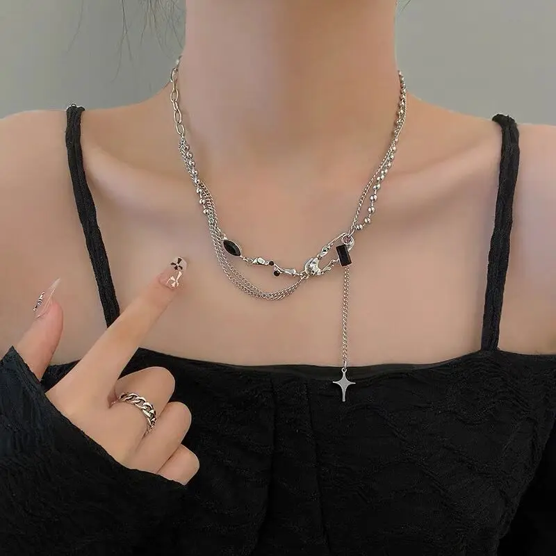 Металлическое ожерелье Kpop с асимметричным штифтом для женщин нишевое