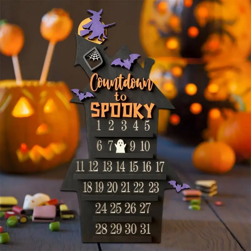 

Dropshiping Free Shiping Wooden Countdown Halloween Coffin Calendar Holiday Party Black Countdown Ornament