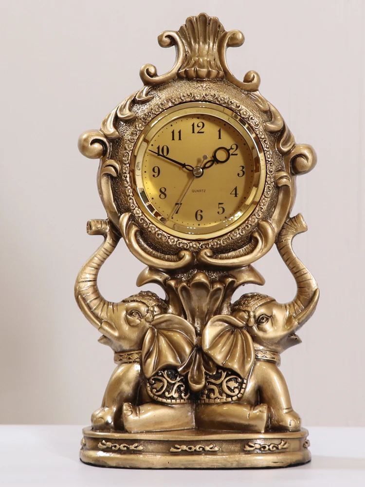 

Elephant Retro Table Clock Luxury Office Ornament Creative Silent European Style Desk Clock Cute Reloj De Mesa Home Decor 50