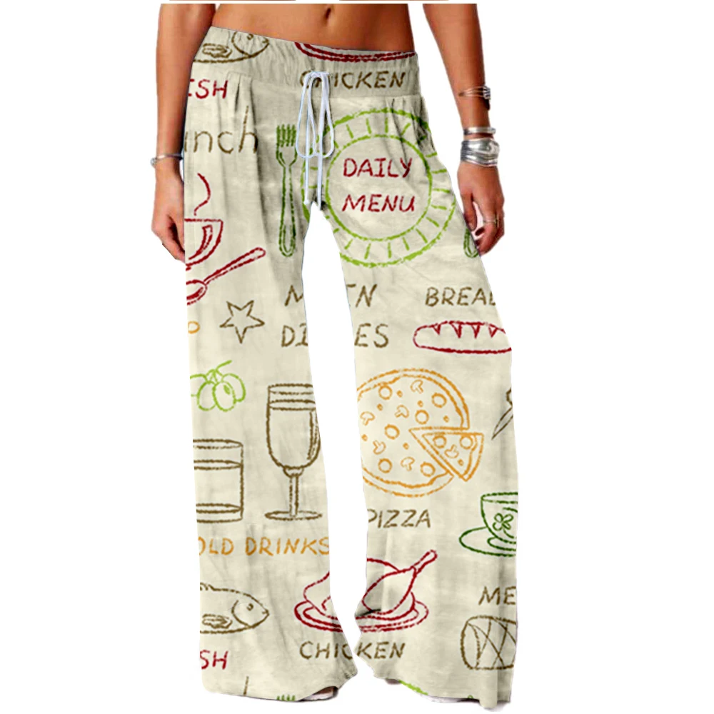 

Cross Border Women's Afternoon Tea Graphic Print Sweatpants Wide-Leg Sweatpants