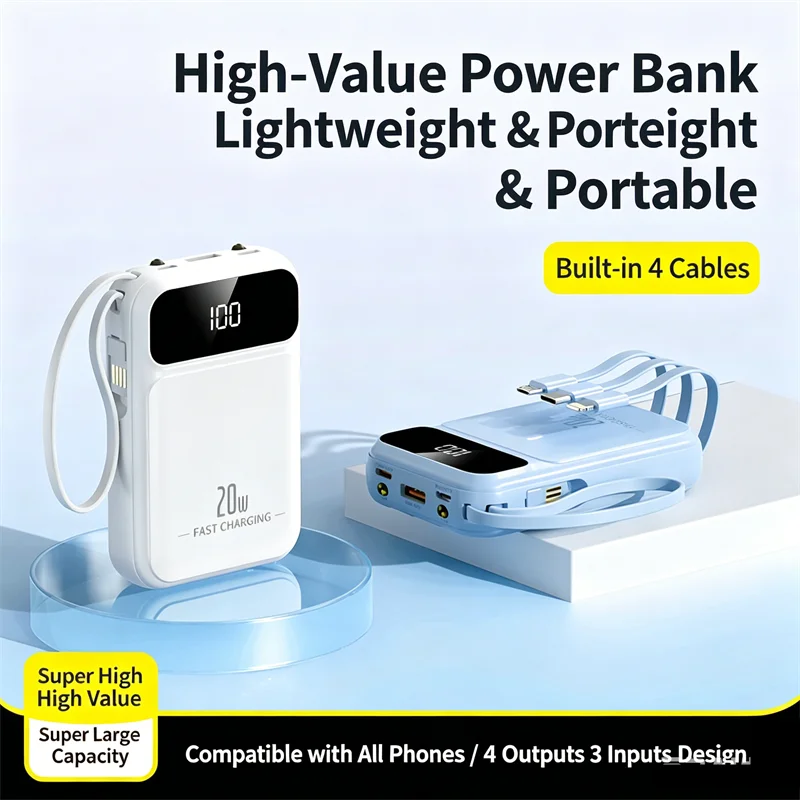 Фото Портативный внешний аккумулятор 20000 мАч с быстрой зарядкой, Powerbank CCC для iPhone, Xiaomi, Huawei, Samsung №1