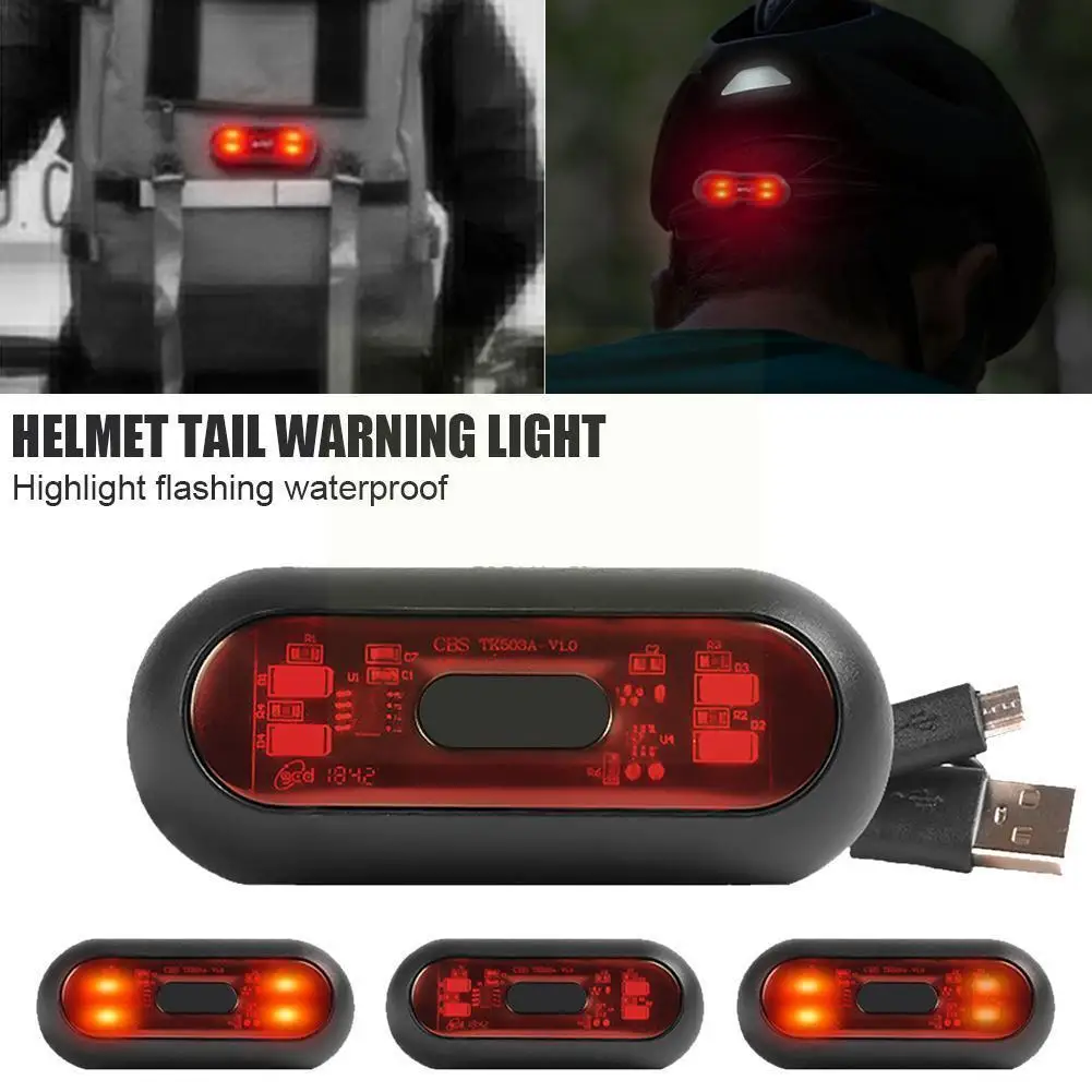 

Motorcycle Helmet Tail Light Warning Highlight Flashing Waterproof Helmet Light Tail USB Off-road Charging Cycling ATV Modi Z3I0