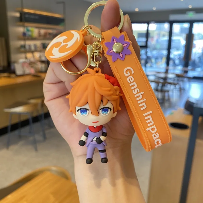 Kawaii Genshin Impact модель игровой фигурки брелок Keqing Barbatos брелоки с куклой украшение