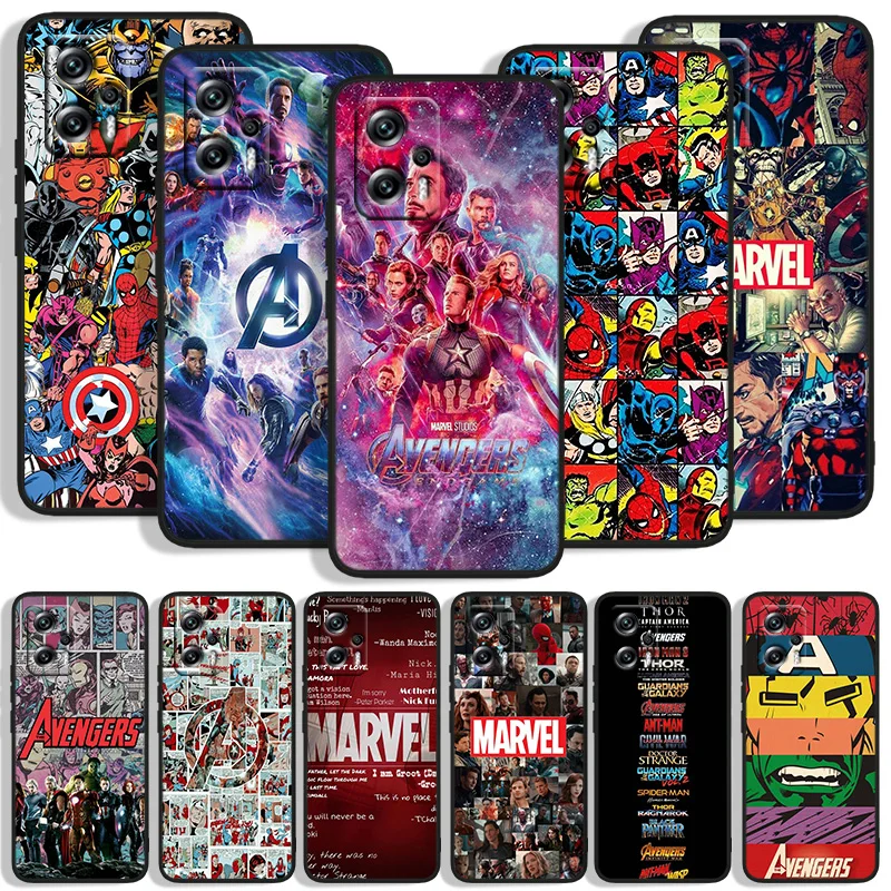

Marvel Avengers LOGO Phone Case For Xiaomi POCO F4 F3 X4 X3 GT F2 F1 M4 M3 C31 X2 Civi Pro NFC Funda Black Silicone Cover