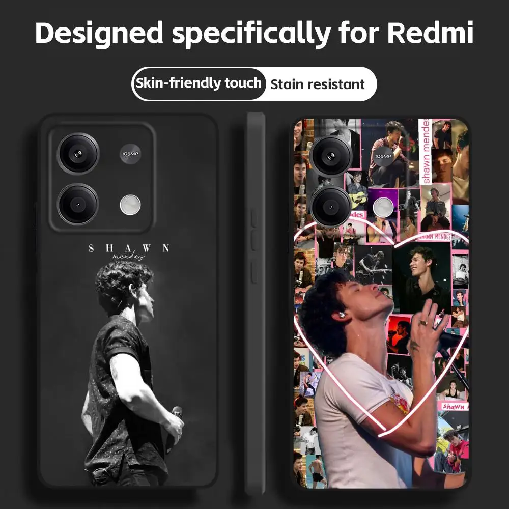 Фото Модный чехол для телефона с изображением певца Шона Мендеса для Redmi Note 17 15 14 13 12 11 Pro Plus S 5G, мягкий черный чехол. №1