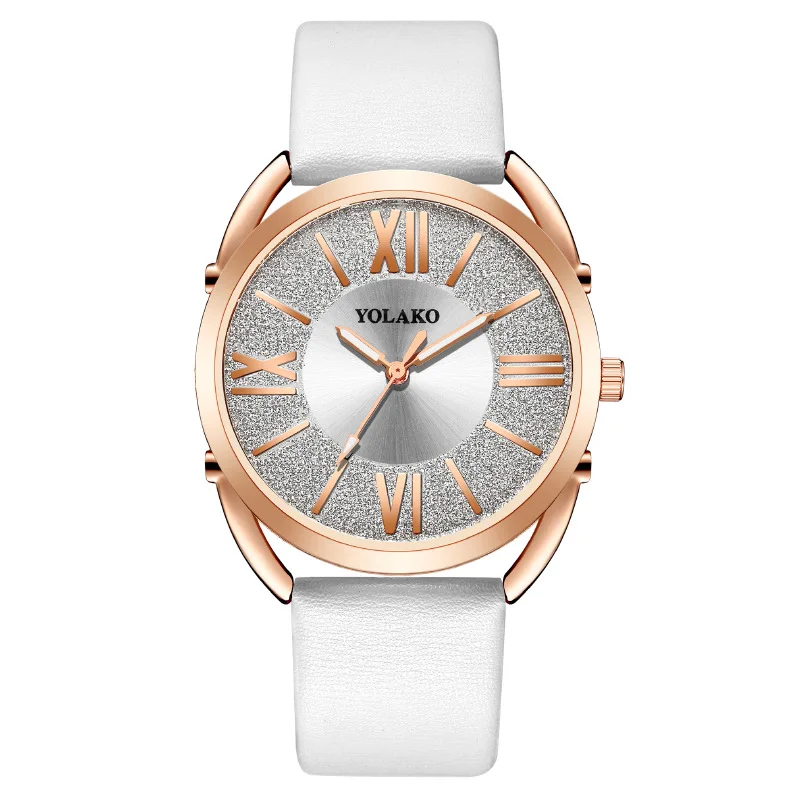 

Luxury Round Quartz Frosted Roma Dial Casual Wrist Watches Leather Strap Fashionable Clock Waterproof Wristwatch for Women