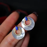 baibei bluestone earrings womens sterling silver light luxury original french vintage earrings advanced sensory earrings