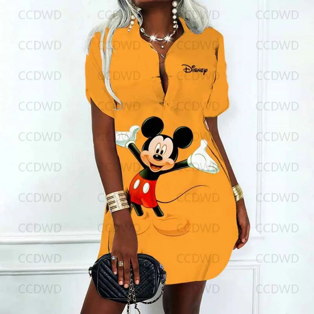 

Женское мини-платье с V-образным вырезом и принтом Минни Маус