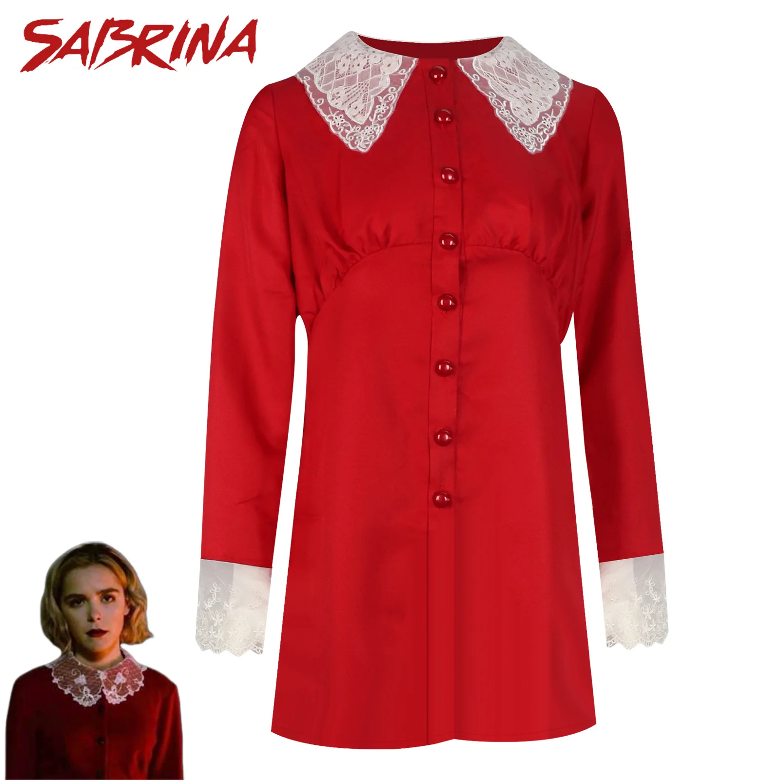Аниме Сабрина Косплей Приключение Платье Костюм С Длинными Рукавами Красное