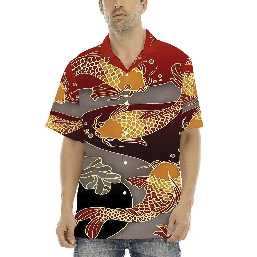 Гавайская рубашка с 3D-принтом рыбы для мужчин и женщин модные пляжные рубашки