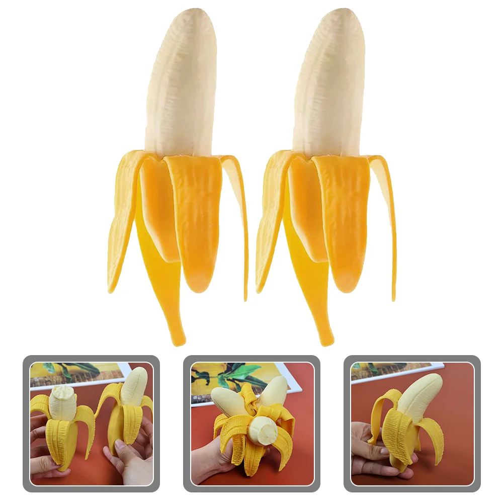 

2/4pcs Simulation Banana Stress Relief Toy Peeled Banana Squeeze Stretchy Toys Decompression Funny Toys For Kids Adults