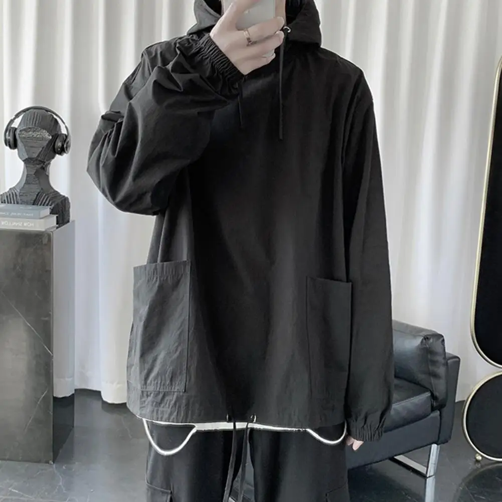 

Толстовка мужская демисезонная, худи в японском стиле, простой тренд свободного покроя в стиле Харадзюку, не выцветает