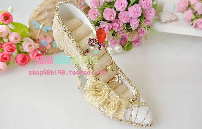 [ni is jewelry rack monopoly] shiny high heels ring jewelry jewelry display D19 gold whitewash home