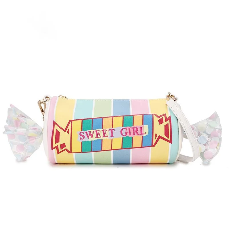 

Sweet Candy Design Shoulder Bag Color Stripe Pu Women Clutch Bag Embroidered Letters Casual Crossbody Bag Female Pouch 2021