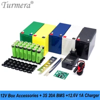 turmera 12v battery box 3x7 18650 holder 3s 20a bms 12 6v 1a charger with soldering nickel for motorcycle replace lead acid use