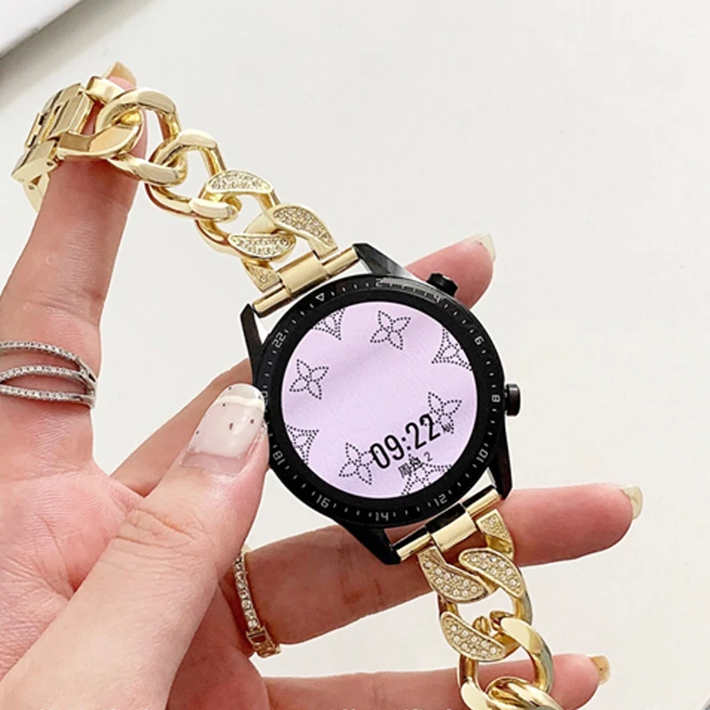 For Huawei GT3 Pro/ Samsung galaxy watch 46mm watch 3 45mm Diamond metal Ladies' strap wristband For amazfit GTR 22mm Watch Band