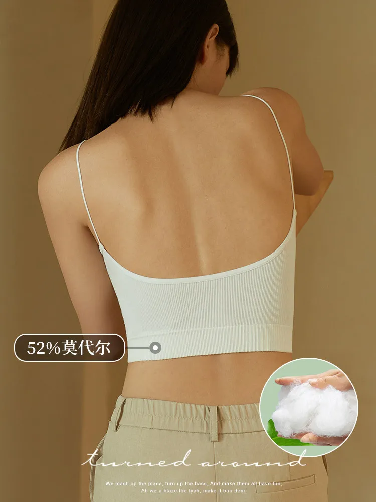 

Spring Summer Modal Beauty Back Underwear Women's All-in-one Chest Pad Sports No Steel Ring Bra Thin U-shaped Vest Women Bra