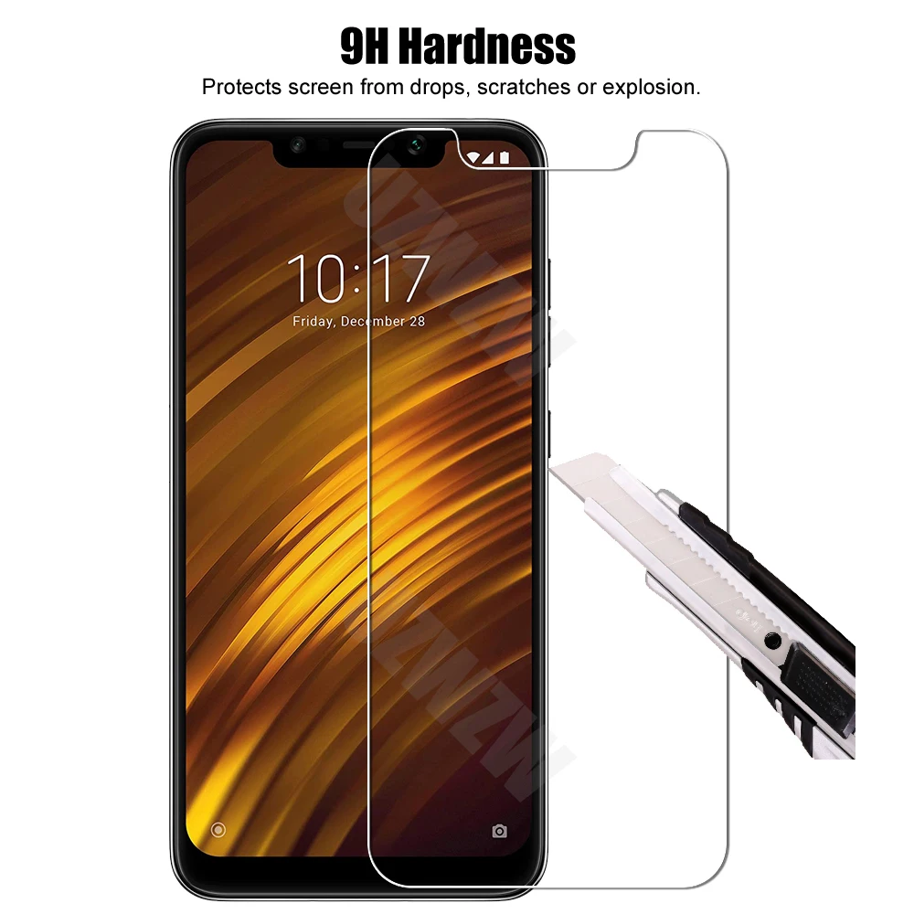 2pcs For Xiaomi Pocophone F1 Premium 0.26mm Tempered Glass Screen Protectors Protective Film HD Clear Guard