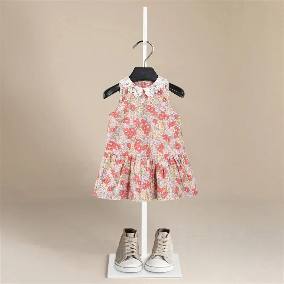 

High Quality Casual Summer Kids Girls Dress Floral Kids Clothes Lace Patchwork Baby Girl Princess Dress New Flower Girl Dresses
