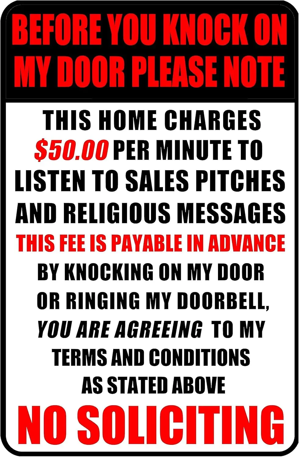 Забавная передняя дверь Sgns No Solctng Sgn For House Before You Knock On My Door 12x8 nches