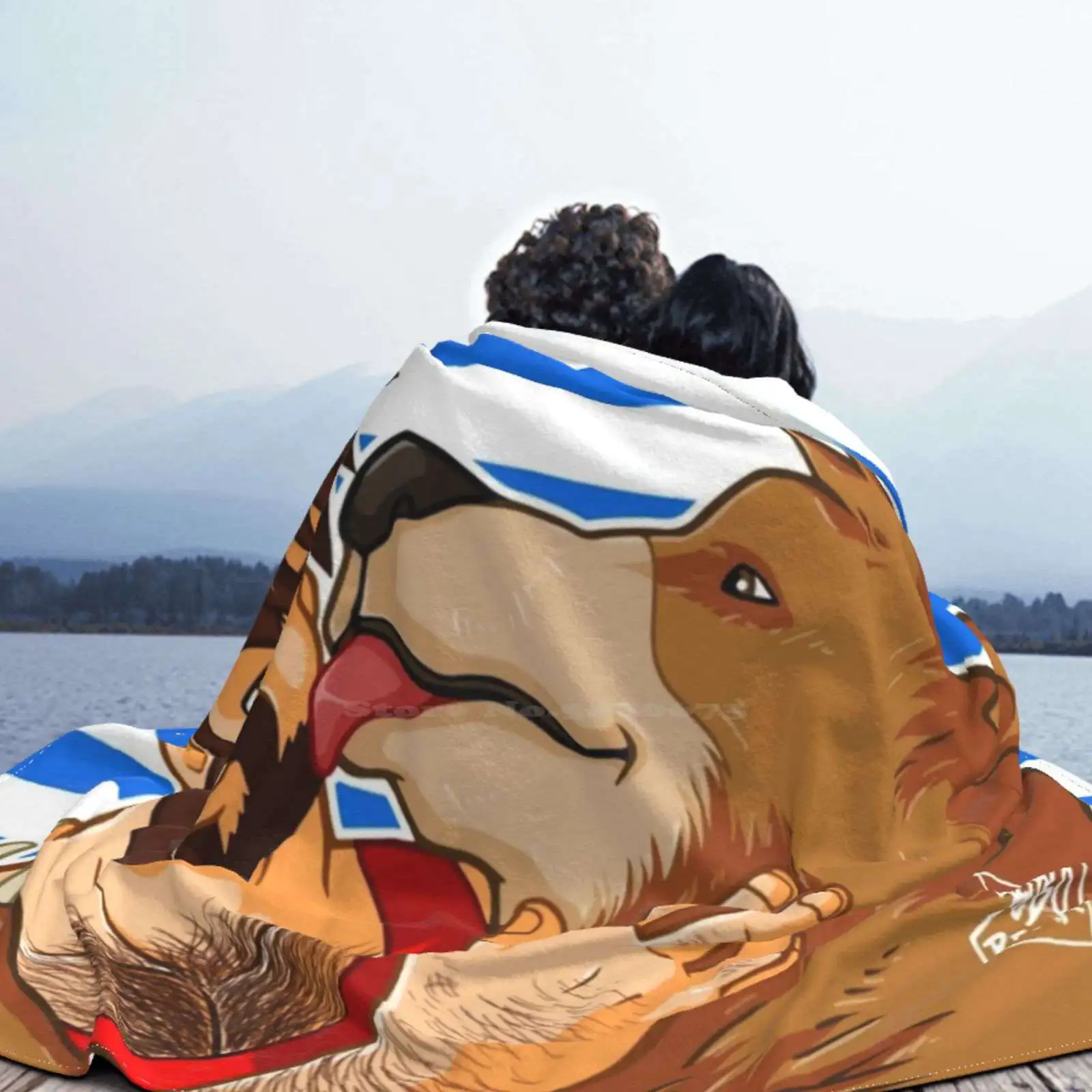 Bear Kiss-Sailor Stripes Модное мягкое теплое фланелевое одеяло Bobobearart Bobo Nisi Gay Art